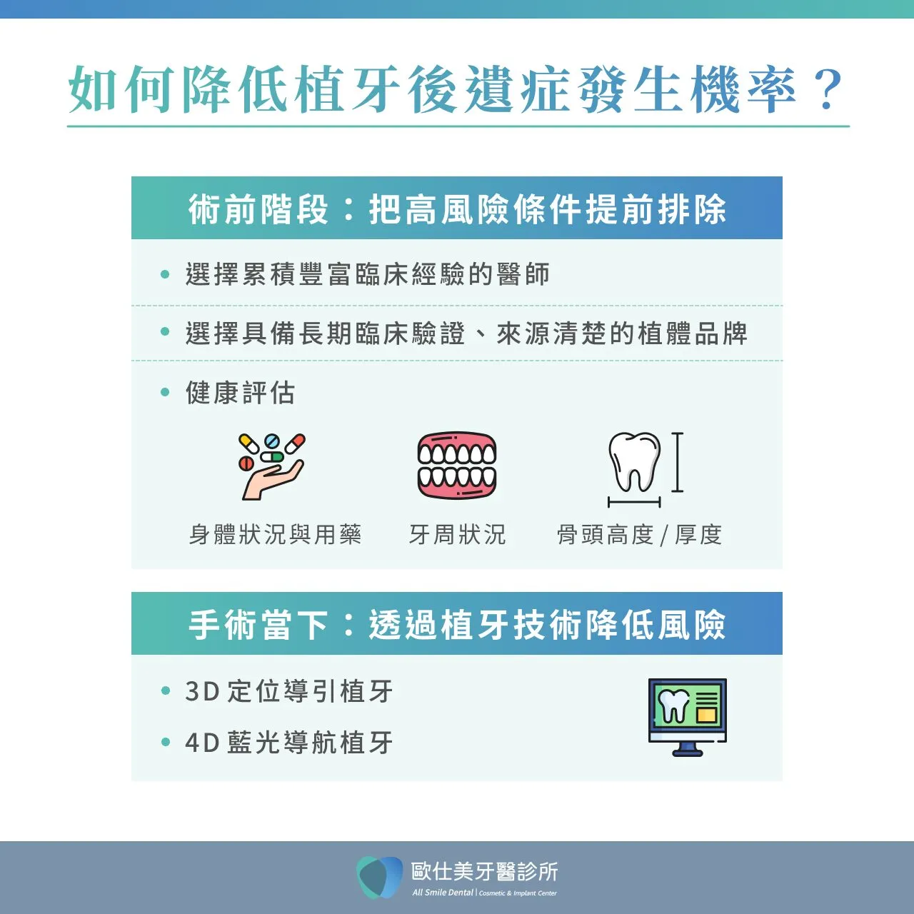 如何降低植牙後遺症發生機率？